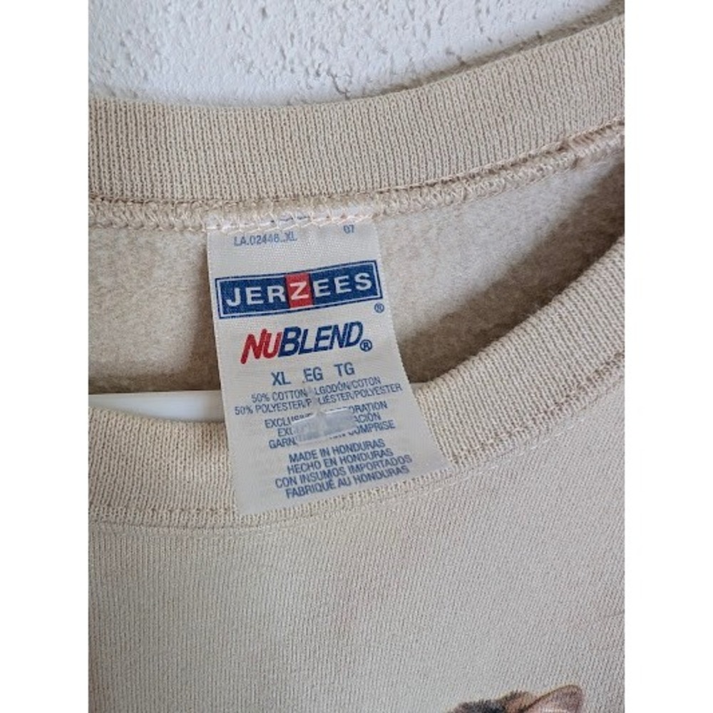 Vintage Jerzees Cats Sweatshirt Womens Size XL Tan‎ Pullover Crewneck Kittens - Picture 3 of 5